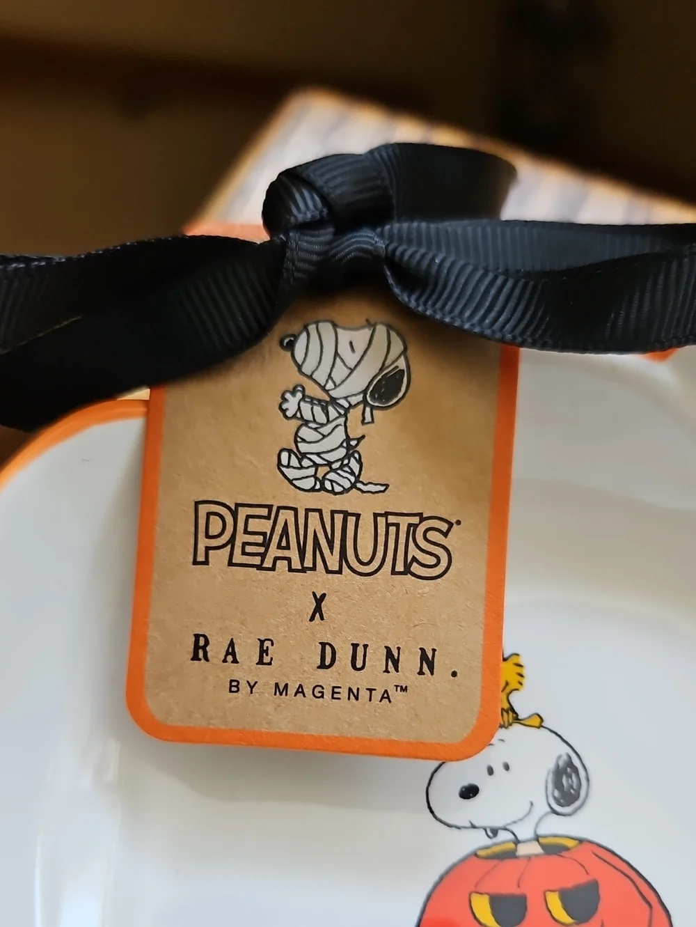 Rae Dunn'Boo' Pumpkin Treat Dish - White and Orange